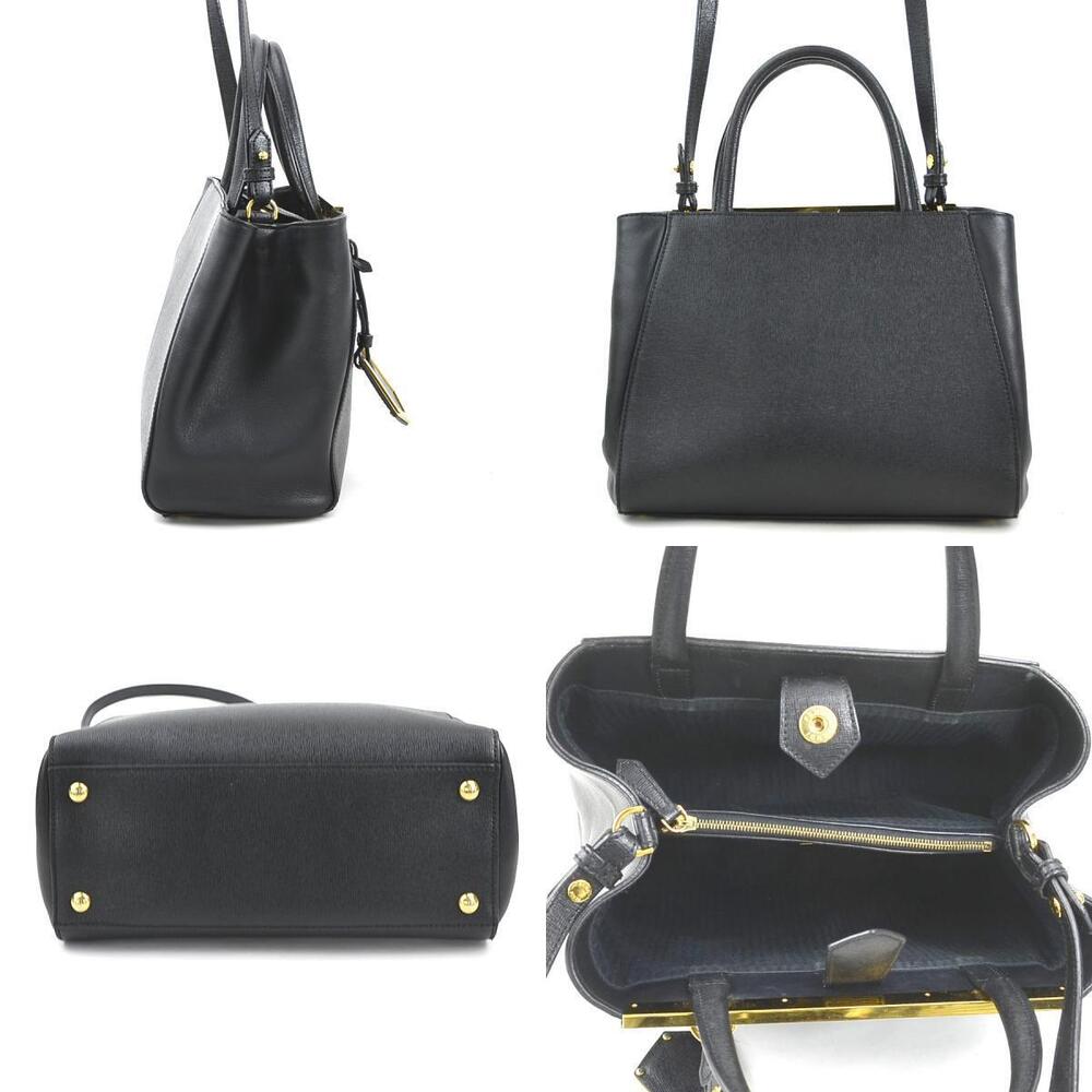 Fendi black shoulder handbag bag leather Toujours gold